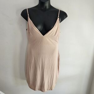 2X Privy Beige Lace-Up Back Slip Dress